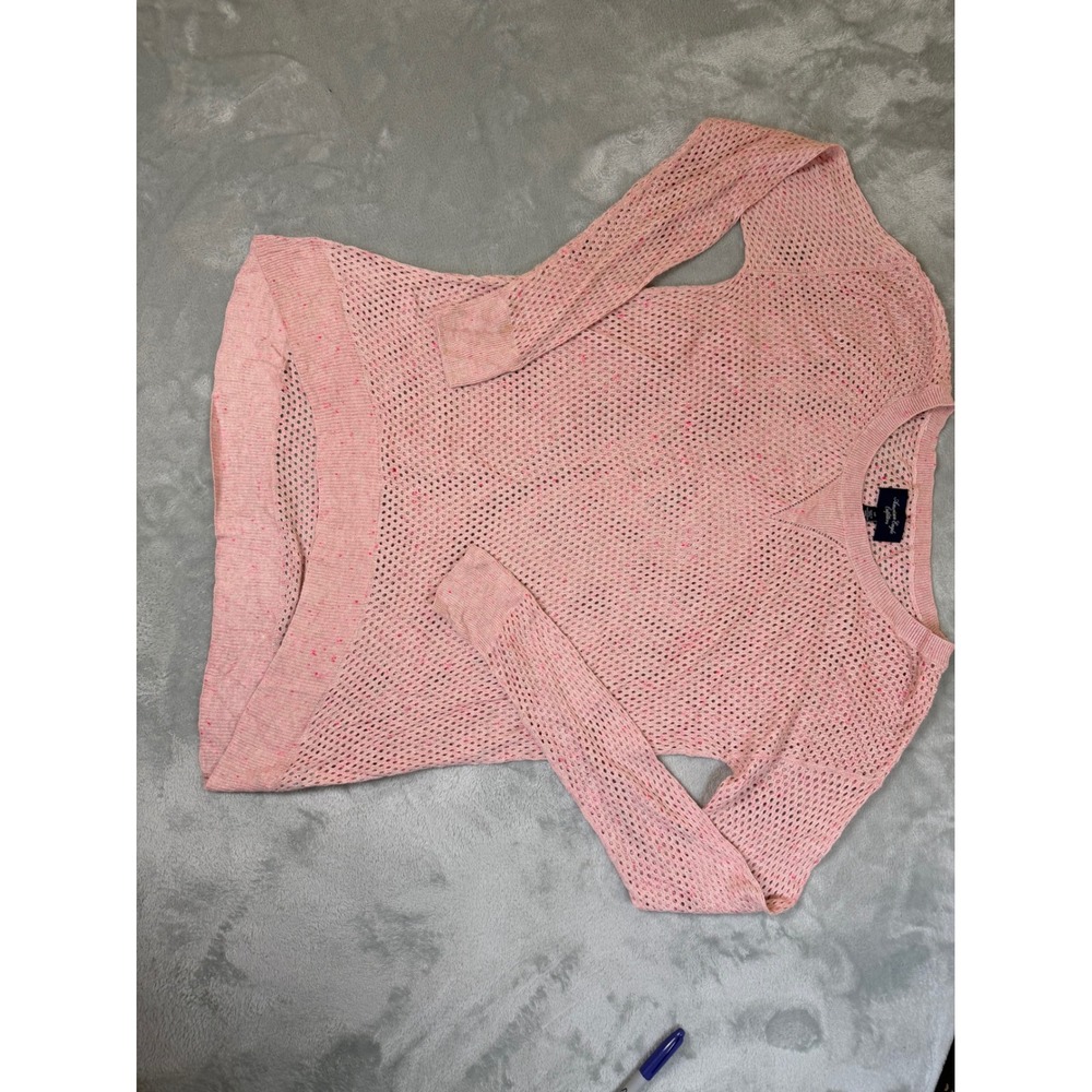 AMERICAN EAGLE Sweater Womens Small Pink Open Knit Confetti Pullover